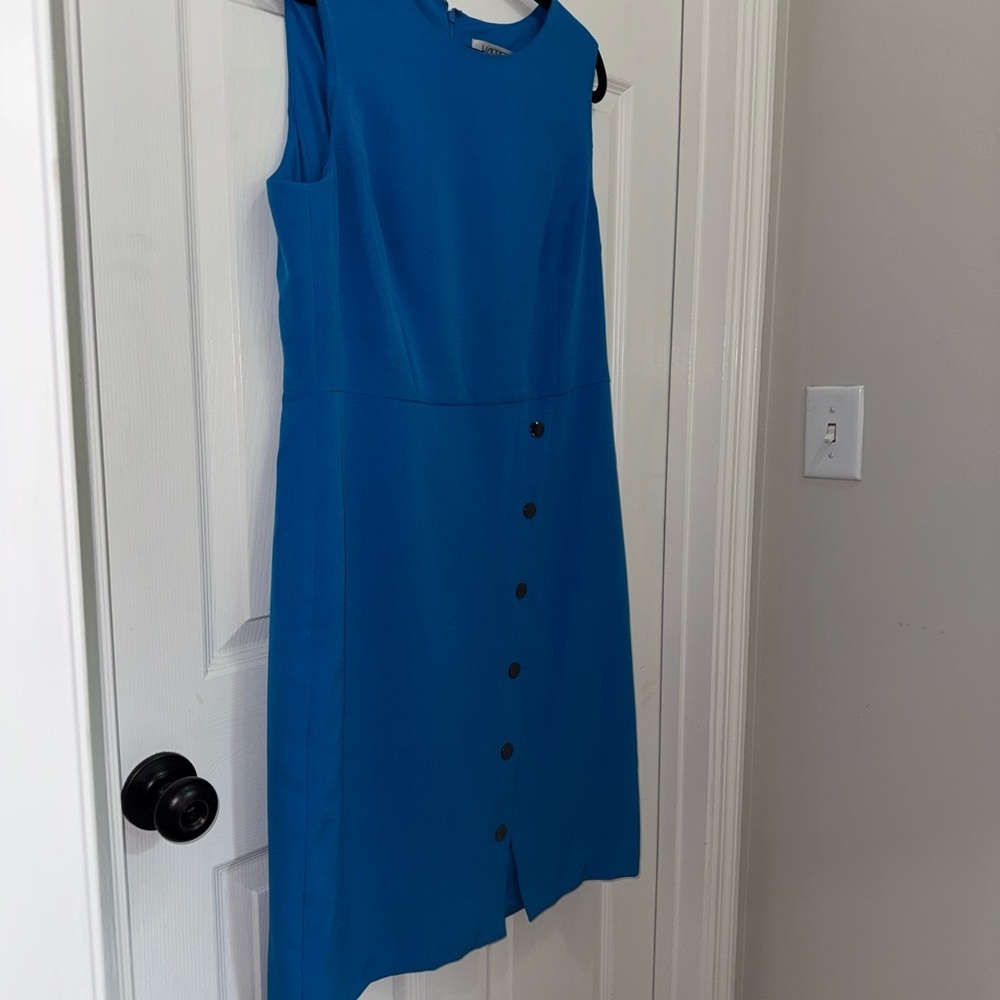 Kasper Blue Sleeveless Sheath Work Dress - Picture 3 of 7